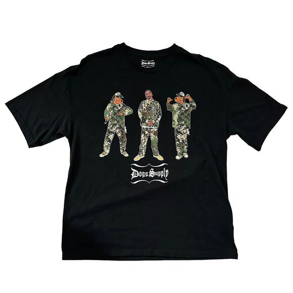 Snoop Dog T-Shirt Mens Large Black with Camouflage Design Dogg Supply Rap - Picture 1 of 4